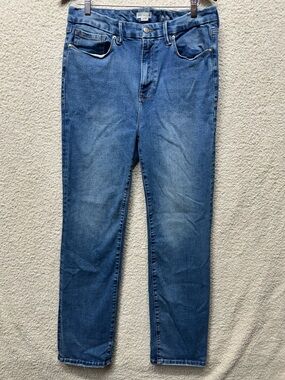 Good American Good Legs Straight Jeans Size 14-18 Mid Rise Stretch Medium Wash